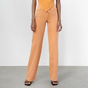 NWT Zara orange wide leg jeans Size 8